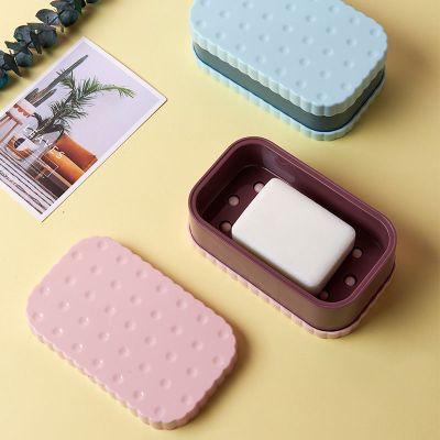 旅行便携带盖肥皂盒密封防水三格香皂盒家用可爱浴室卫生间香皂托