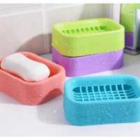 时尚简约双层网格沥水皂盒方形塑料肥皂盒创意 塑料香皂盒
