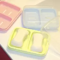 创意双格香皂盒旅行便携带盖沥水架肥皂盒卫生间双层密封手工皂架