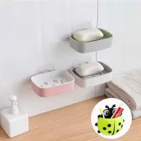 肥皂盒卫生间香皂盒无痕粘贴浴室沥水香皂架牙刷牙刷架