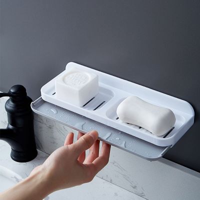 肥皂盒吸盘壁挂式沥水免打孔卫生间带盖肥皂置物架家用新款香皂盒