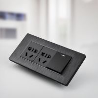 118型拉丝黑色开关插座 家用墙壁暗装九孔/十二孔9孔12孔6孔