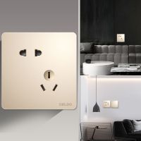 开关插座821美学大板香槟金 86型大板香槟金一开五孔开关