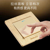 家用开关插座面板暗装86型墙壁式拉丝金色五孔全套餐