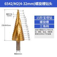 宝塔钻头扩孔开孔多功能金属开孔器阶梯锥形不锈钢专用|高速钢6542螺旋4-32mm十五阶