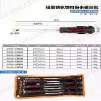 可敲击穿心螺丝刀十字带磁改锥重型工业级起子通心一字加长螺丝刀|红色透明尾部可敲击手柄7件套
