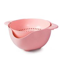 双层旋转沥水篮洗菜神器厨房家用洗菜盆沥水盆洗水果盘淘米盆|麦纤维大号洛河粉(加厚款)