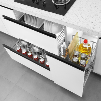 拉篮厨房橱柜双层抽屉式304不锈钢缓冲阻尼调味厨柜碗架碗篮
