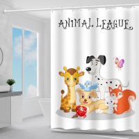 防水防霉浴室浴帘免打孔伸缩浴帘杆套装防水布帘隔断帘卫生间窗帘|动物联盟 单帘宽80*高180+环+绑带