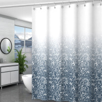 浴室浴帘防水布套装洗澡卫生间窗帘免打孔挂帘帘子|[织布]渐变罗兰 白色伸缩杆140-260+浴帘240宽*200高+绑带