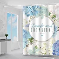 防水防霉浴室浴帘免打孔伸缩浴帘杆套装防水布帘隔断帘卫生间窗帘|花团锦簇 单帘宽200*高200+环+绑带