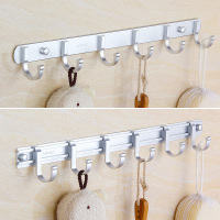 太空铝挂钩卫生间免打孔厨房强力粘胶挂衣钩毛巾挂架门后壁挂排钩