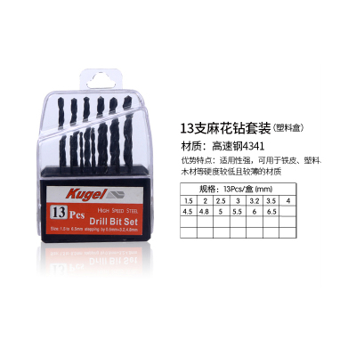 m35含钴直柄麻花钻头专打不锈钢铁铝金属高速钢套装钻头|13支4341塑盒套装