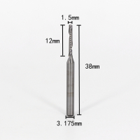 3.175/4mm5a级单刃螺旋铣刀亚克力pvc切割刀具电脑雕刻机刀头|3.175mm*1.5*12*38(10支)