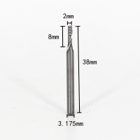 3.175/4mm5a级单刃螺旋铣刀亚克力pvc切割刀具电脑雕刻机刀头|3.175mm*2.0*8*38(10支)