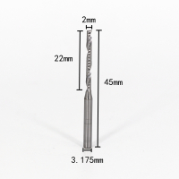 3.175/4mm5a级单刃螺旋铣刀亚克力pvc切割刀具电脑雕刻机刀头|3.175mm*2.0*22*45(10支)