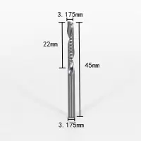 3.175/4mm5a级单刃螺旋铣刀亚克力pvc切割刀具电脑雕刻机刀头|3.175mm*22*45(10支)