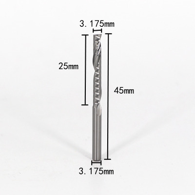 3.175/4mm5a级单刃螺旋铣刀亚克力pvc切割刀具电脑雕刻机刀头|3.175mm*25*45(10支)