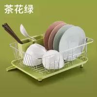 伸缩沥水篮洗菜盆厨房洗碗池水槽置物架不锈钢碗碟架晾碗滤水水池|茶花绿底盘置物架