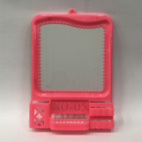 老式挂镜带置物架塑料挂镜浴室出租屋宿舍化妆镜子送挂钩|粉色 08小号