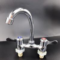 浴室面盆双孔龙头可旋转冷热三孔卫生间洗脸盆水龙头洗手盆立柱盆