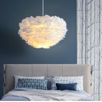 北欧现代简约个性创意网红ins少女温馨浪漫餐厅主卧室灯羽毛吊灯