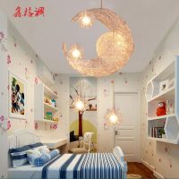 创意个性吊灯星星月亮阳台卧室温馨灯饰鸟巢吊约儿童房间灯具