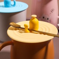 马克杯盖通用创意硅胶杯盖可放勺可爱卡通适用陶瓷玻璃杯盖子单卖