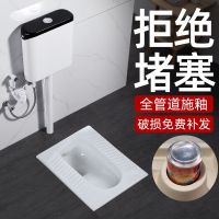 家用陶瓷蹲便器水箱套装防臭大便器卫生间便盆成人便池蹲坑式蹲厕