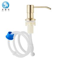 圣瑞佳 304不锈钢水槽皂液器厨房卫浴五金挂件跨境加长管按压泵头|9508G拉丝金加长管泵头