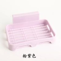 单层双层浴室免打孔肥皂架强力贴沥水置物架肥皂盒|紫色 香皂盒[5套]