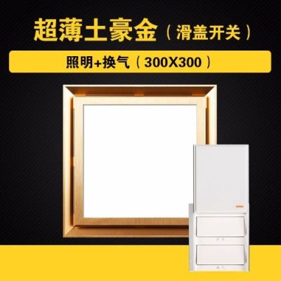 集成吊顶换气扇照明二合一带led灯排气扇吊顶排风扇厨房卫生间|30*30~换气照明*金*3线键控