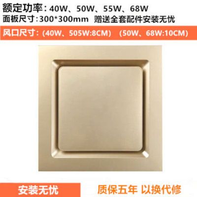 集成吊顶换气扇卫生间排气扇吸顶式厨房排风扇30x30强力超薄 静音|大方金 40WPVC石膏吊顶(配框)