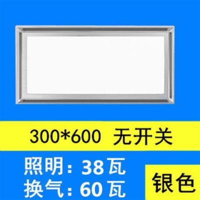 集成吊顶照明二合一 排气扇带灯厨房卫生间带led灯换气扇排风扇|升级款(不带开关)银色30x60