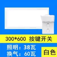 集成吊顶照明二合一 排气扇带灯厨房卫生间带led灯换气扇排风扇|升级款(按键开关)白色30x60
