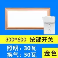 集成吊顶照明二合一 排气扇带灯厨房卫生间带led灯换气扇排风扇|普通款(按键开关)金色30x60