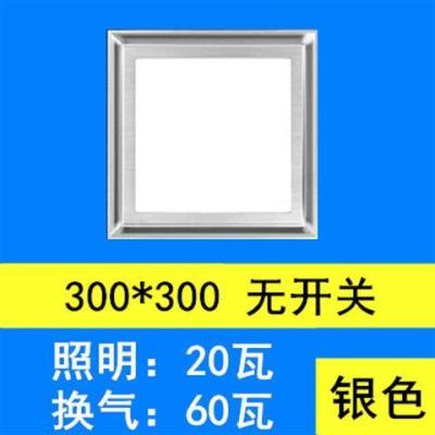 集成吊顶照明二合一 排气扇带灯厨房卫生间带led灯换气扇排风扇|升级款(不带开关)银色30x30