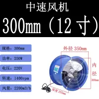 风机大功率抽烟机风扇排气扇厨房油烟 排风扇工业 换气扇管道风机|300mm(12寸）220v