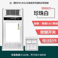 浴霸风暖五合一集成吊顶灯嵌入式暖风机家用led灯卫生间取暖器|新款白色(双核)按键开关