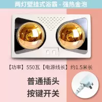 灯暖浴霸壁挂式洗澡间取暖灯泡卫生间老式挂墙壁两灯烤灯洗澡家用|两灯挂墙强热金泡 免打孔款