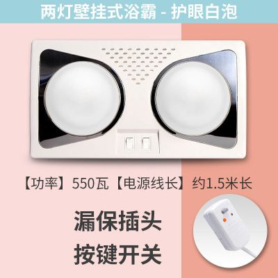 灯暖浴霸壁挂式洗澡间取暖灯泡卫生间老式挂墙壁两灯烤灯洗澡家用|两灯挂墙护眼白泡+漏保 打孔款