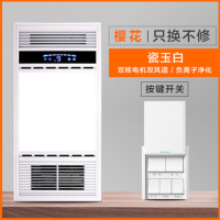 浴霸 风暖集成吊顶五合一led灯浴室排气扇照明一体卫生间取暖风机|双核动力瓷玉白(按键开关)