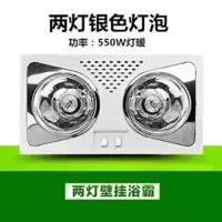 壁挂式浴霸二灯两灯风暖挂墙挂壁式浴霸灯卫生间取暖灯防水防爆|两灯银色灯泡(防水防爆) 打孔