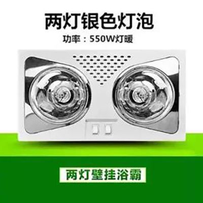 壁挂式浴霸二灯两灯风暖挂墙挂壁式浴霸灯卫生间取暖灯防水防爆|两灯银色灯泡(防水防爆) 打孔