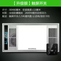 浴霸 风暖集成吊顶五合一led灯浴室排气扇照明一体卫生间取暖风机|升级银(全铝机身)触屏开关