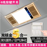 风暖浴霸 集成吊排气扇照明五合一体灯卫生间 浴室取暖风机|豪华款按键金