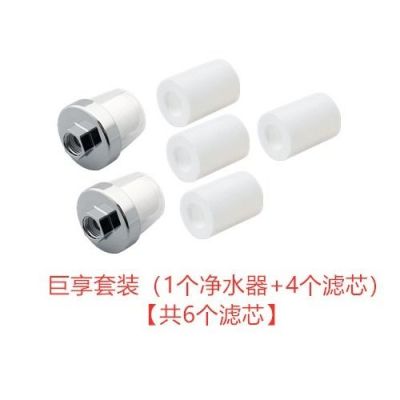 前置过滤器水龙头花洒顶喷沐浴净水器pp棉滤芯除氟淋浴花洒过滤器|净水器2个+滤芯4个【共6个滤芯】