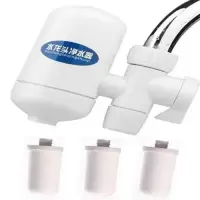 直饮厨房水龙头防溅头嘴延伸器过滤器家用自来水前置净水器可|备用3个滤芯(滤芯够用12个月) 透明净水器(可看到滤芯变化)