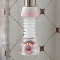 卡通水龙头防溅头加长延伸净水器厨房花洒节水可爱可旋转过滤喷头|粉菊