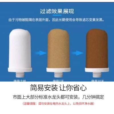 水龙头过滤器家用净水器厨房净水机自来水滤水器陶瓷滤芯可拆洗|白色净水器1台+3滤芯(铜牙)送砂纸